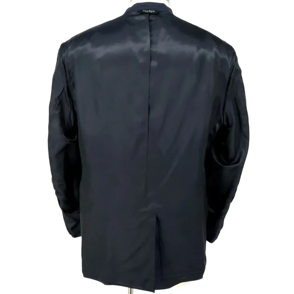 Jos A Bank Sport Coat Mens 50R Blue Wool Jacket Lined Blazer Micro Plaid Career